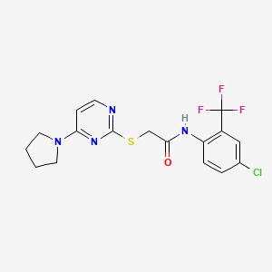 molecular formula C17H16ClF3N4OS B6584574 N-[4-chloro-2-(trifluoromethyl)phenyl]-2-{[4-(pyrrolidin-1-yl)pyrimidin-2-yl]sulfanyl}acetamide CAS No. 1251546-08-3