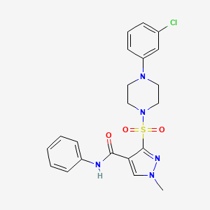 molecular formula C21H22ClN5O3S B6584691 3-{[4-(3-chlorophenyl)piperazin-1-yl]sulfonyl}-1-methyl-N-phenyl-1H-pyrazole-4-carboxamide CAS No. 1219208-53-3