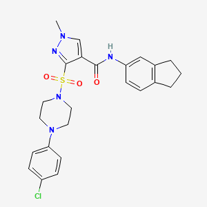 molecular formula C24H26ClN5O3S B6584699 3-{[4-(4-chlorophenyl)piperazin-1-yl]sulfonyl}-N-(2,3-dihydro-1H-inden-5-yl)-1-methyl-1H-pyrazole-4-carboxamide CAS No. 1251667-77-2