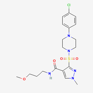 molecular formula C19H26ClN5O4S B6584705 3-{[4-(4-chlorophenyl)piperazin-1-yl]sulfonyl}-N-(3-methoxypropyl)-1-methyl-1H-pyrazole-4-carboxamide CAS No. 1251707-52-4