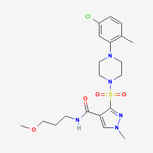 molecular formula C20H28ClN5O4S B6584714 3-{[4-(5-chloro-2-methylphenyl)piperazin-1-yl]sulfonyl}-N-(3-methoxypropyl)-1-methyl-1H-pyrazole-4-carboxamide CAS No. 1185050-96-7