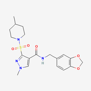 N-[(2H-1,3-benzodioxol-5-yl)methyl]-1-methyl-3-[(4-methylpiperidin-1-yl)sulfonyl]-1H-pyrazole-4-carboxamide