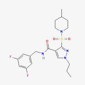 molecular formula C20H26F2N4O3S B6584729 N-[(3,5-difluorophenyl)methyl]-3-[(4-methylpiperidin-1-yl)sulfonyl]-1-propyl-1H-pyrazole-4-carboxamide CAS No. 1251679-86-3