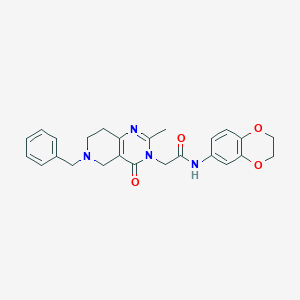 2-{6-benzyl-2-methyl-4-oxo-3H,4H,5H,6H,7H,8H-pyrido[4,3-d]pyrimidin-3-yl}-N-(2,3-dihydro-1,4-benzodioxin-6-yl)acetamide
