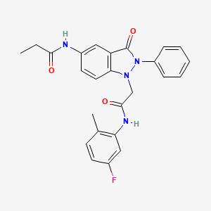 molecular formula C25H23FN4O3 B6584756 N-(1-{[(5-fluoro-2-methylphenyl)carbamoyl]methyl}-3-oxo-2-phenyl-2,3-dihydro-1H-indazol-5-yl)propanamide CAS No. 1251587-51-5