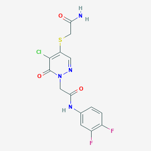 molecular formula C14H11ClF2N4O3S B6584757 2-[(5-chloro-1-{[(3,4-difluorophenyl)carbamoyl]methyl}-6-oxo-1,6-dihydropyridazin-4-yl)sulfanyl]acetamide CAS No. 1251674-52-8