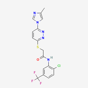 molecular formula C17H13ClF3N5OS B6584775 N-[2-chloro-5-(trifluoromethyl)phenyl]-2-{[6-(4-methyl-1H-imidazol-1-yl)pyridazin-3-yl]sulfanyl}acetamide CAS No. 1251572-36-7