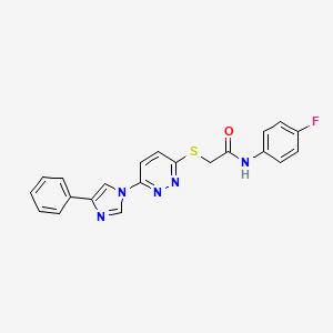 molecular formula C21H16FN5OS B6584785 N-(4-fluorophenyl)-2-{[6-(4-phenyl-1H-imidazol-1-yl)pyridazin-3-yl]sulfanyl}acetamide CAS No. 1251671-07-4