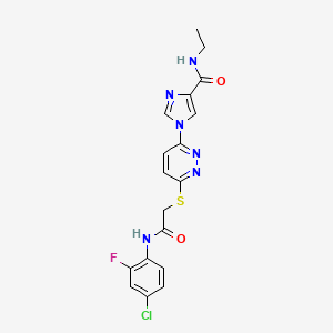 molecular formula C18H16ClFN6O2S B6584793 1-[6-({[(4-chloro-2-fluorophenyl)carbamoyl]methyl}sulfanyl)pyridazin-3-yl]-N-ethyl-1H-imidazole-4-carboxamide CAS No. 1251593-75-5