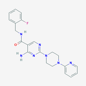 molecular formula C21H22FN7O B6584806 4-amino-N-[(2-fluorophenyl)methyl]-2-[4-(pyridin-2-yl)piperazin-1-yl]pyrimidine-5-carboxamide CAS No. 1251621-57-4