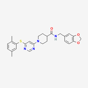 molecular formula C26H28N4O3S B6584875 N-[(2H-1,3-benzodioxol-5-yl)methyl]-1-{6-[(2,5-dimethylphenyl)sulfanyl]pyrimidin-4-yl}piperidine-4-carboxamide CAS No. 1115999-28-4