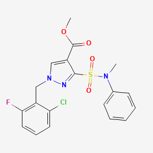 molecular formula C19H17ClFN3O4S B6584883 methyl 1-[(2-chloro-6-fluorophenyl)methyl]-3-[methyl(phenyl)sulfamoyl]-1H-pyrazole-4-carboxylate CAS No. 1251630-29-1