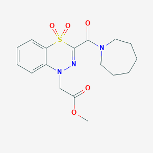 molecular formula C17H21N3O5S B6584913 methyl 2-[3-(azepane-1-carbonyl)-4,4-dioxo-1H-4lambda6,1,2-benzothiadiazin-1-yl]acetate CAS No. 1251698-86-8