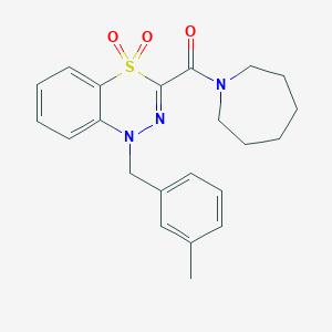 molecular formula C22H25N3O3S B6584921 3-(azepane-1-carbonyl)-1-[(3-methylphenyl)methyl]-1H-4lambda6,1,2-benzothiadiazine-4,4-dione CAS No. 1251703-57-7
