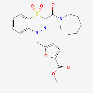 molecular formula C21H23N3O6S B6584925 methyl 5-{[3-(azepane-1-carbonyl)-4,4-dioxo-1H-4lambda6,1,2-benzothiadiazin-1-yl]methyl}furan-2-carboxylate CAS No. 1251619-42-7