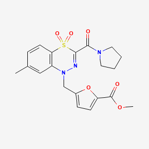 molecular formula C20H21N3O6S B6584926 methyl 5-{[7-methyl-4,4-dioxo-3-(pyrrolidine-1-carbonyl)-1H-4lambda6,1,2-benzothiadiazin-1-yl]methyl}furan-2-carboxylate CAS No. 1251619-61-0