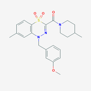 molecular formula C23H27N3O4S B6584936 1-[(3-methoxyphenyl)methyl]-7-methyl-3-(4-methylpiperidine-1-carbonyl)-1H-4lambda6,1,2-benzothiadiazine-4,4-dione CAS No. 1251635-34-3