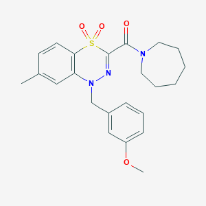 molecular formula C23H27N3O4S B6584938 3-(azepane-1-carbonyl)-1-[(3-methoxyphenyl)methyl]-7-methyl-1H-4lambda6,1,2-benzothiadiazine-4,4-dione CAS No. 1251556-41-8