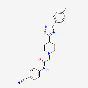 molecular formula C23H23N5O2 B6584950 N-(4-cyanophenyl)-2-{4-[3-(4-methylphenyl)-1,2,4-oxadiazol-5-yl]piperidin-1-yl}acetamide CAS No. 1251679-21-6