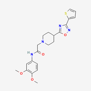 molecular formula C21H24N4O4S B6584957 N-(3,4-dimethoxyphenyl)-2-{4-[3-(thiophen-2-yl)-1,2,4-oxadiazol-5-yl]piperidin-1-yl}acetamide CAS No. 1251603-60-7