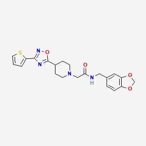 molecular formula C21H22N4O4S B6584977 N-[(2H-1,3-benzodioxol-5-yl)methyl]-2-{4-[3-(thiophen-2-yl)-1,2,4-oxadiazol-5-yl]piperidin-1-yl}acetamide CAS No. 1251625-68-9