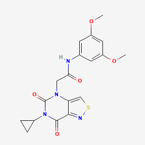 molecular formula C18H18N4O5S B6585014 2-{6-cyclopropyl-5,7-dioxo-4H,5H,6H,7H-[1,2]thiazolo[4,3-d]pyrimidin-4-yl}-N-(3,5-dimethoxyphenyl)acetamide CAS No. 1251614-40-0