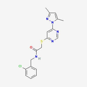 molecular formula C18H18ClN5OS B6585028 N-[(2-chlorophenyl)methyl]-2-{[6-(3,5-dimethyl-1H-pyrazol-1-yl)pyrimidin-4-yl]sulfanyl}acetamide CAS No. 1251621-31-4