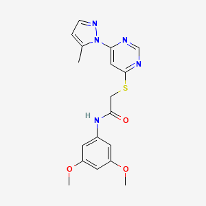 molecular formula C18H19N5O3S B6585030 N-(3,5-dimethoxyphenyl)-2-{[6-(5-methyl-1H-pyrazol-1-yl)pyrimidin-4-yl]sulfanyl}acetamide CAS No. 1251628-66-6
