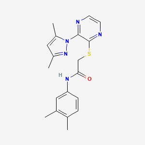 2-{[3-(3,5-dimethyl-1H-pyrazol-1-yl)pyrazin-2-yl]sulfanyl}-N-(3,4-dimethylphenyl)acetamide