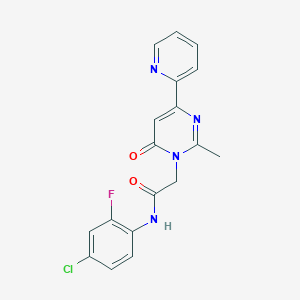 molecular formula C18H14ClFN4O2 B6585085 N-(4-chloro-2-fluorophenyl)-2-[2-methyl-6-oxo-4-(pyridin-2-yl)-1,6-dihydropyrimidin-1-yl]acetamide CAS No. 1251605-22-7