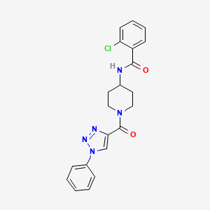 molecular formula C21H20ClN5O2 B6585147 2-chloro-N-[1-(1-phenyl-1H-1,2,3-triazole-4-carbonyl)piperidin-4-yl]benzamide CAS No. 1251605-72-7