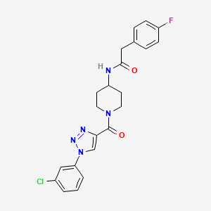 molecular formula C22H21ClFN5O2 B6585161 N-{1-[1-(3-chlorophenyl)-1H-1,2,3-triazole-4-carbonyl]piperidin-4-yl}-2-(4-fluorophenyl)acetamide CAS No. 1251588-85-8