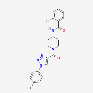 molecular formula C21H19ClFN5O2 B6585165 2-chloro-N-{1-[1-(4-fluorophenyl)-1H-1,2,3-triazole-4-carbonyl]piperidin-4-yl}benzamide CAS No. 1251704-56-9