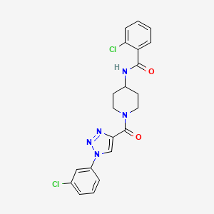 molecular formula C21H19Cl2N5O2 B6585169 2-chloro-N-{1-[1-(3-chlorophenyl)-1H-1,2,3-triazole-4-carbonyl]piperidin-4-yl}benzamide CAS No. 1251630-99-5