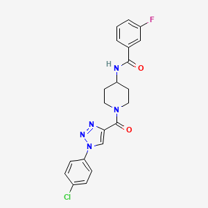 molecular formula C21H19ClFN5O2 B6585175 N-{1-[1-(4-chlorophenyl)-1H-1,2,3-triazole-4-carbonyl]piperidin-4-yl}-3-fluorobenzamide CAS No. 1251589-17-9
