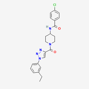 molecular formula C23H24ClN5O2 B6585200 4-chloro-N-{1-[1-(3-ethylphenyl)-1H-1,2,3-triazole-4-carbonyl]piperidin-4-yl}benzamide CAS No. 1251574-12-5