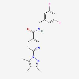 molecular formula C19H18F2N4O B6585232 N-[(3,5-difluorophenyl)methyl]-6-(3,4,5-trimethyl-1H-pyrazol-1-yl)pyridine-3-carboxamide CAS No. 1251697-66-1