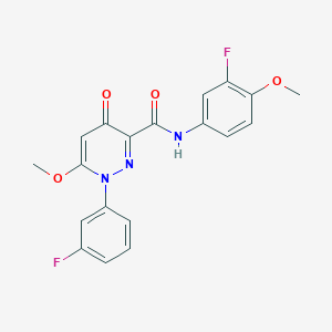 molecular formula C19H15F2N3O4 B6585233 N-(3-fluoro-4-methoxyphenyl)-1-(3-fluorophenyl)-6-methoxy-4-oxo-1,4-dihydropyridazine-3-carboxamide CAS No. 1251704-82-1