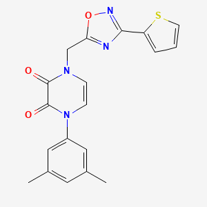 molecular formula C19H16N4O3S B6585238 1-(3,5-dimethylphenyl)-4-{[3-(thiophen-2-yl)-1,2,4-oxadiazol-5-yl]methyl}-1,2,3,4-tetrahydropyrazine-2,3-dione CAS No. 1251631-96-5