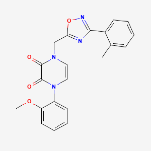 molecular formula C21H18N4O4 B6585248 1-(2-methoxyphenyl)-4-{[3-(2-methylphenyl)-1,2,4-oxadiazol-5-yl]methyl}-1,2,3,4-tetrahydropyrazine-2,3-dione CAS No. 1251552-93-8
