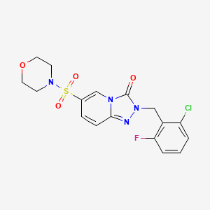 molecular formula C17H16ClFN4O4S B6585257 2-[(2-chloro-6-fluorophenyl)methyl]-6-(morpholine-4-sulfonyl)-2H,3H-[1,2,4]triazolo[4,3-a]pyridin-3-one CAS No. 1251693-48-7