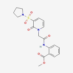 molecular formula C19H21N3O6S B6585306 methyl 2-{2-[2-oxo-3-(pyrrolidine-1-sulfonyl)-1,2-dihydropyridin-1-yl]acetamido}benzoate CAS No. 1251667-01-2