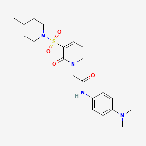 molecular formula C21H28N4O4S B6585325 N-[4-(dimethylamino)phenyl]-2-{3-[(4-methylpiperidin-1-yl)sulfonyl]-2-oxo-1,2-dihydropyridin-1-yl}acetamide CAS No. 1251628-59-7
