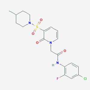 molecular formula C19H21ClFN3O4S B6585333 N-(4-chloro-2-fluorophenyl)-2-{3-[(4-methylpiperidin-1-yl)sulfonyl]-2-oxo-1,2-dihydropyridin-1-yl}acetamide CAS No. 1251670-13-9