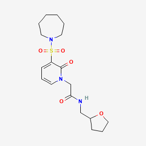 molecular formula C18H27N3O5S B6585353 2-[3-(azepane-1-sulfonyl)-2-oxo-1,2-dihydropyridin-1-yl]-N-[(oxolan-2-yl)methyl]acetamide CAS No. 1251548-04-5