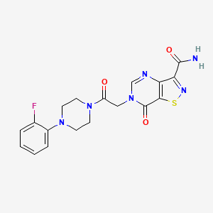 molecular formula C18H17FN6O3S B6585378 6-{2-[4-(2-fluorophenyl)piperazin-1-yl]-2-oxoethyl}-7-oxo-6H,7H-[1,2]thiazolo[4,5-d]pyrimidine-3-carboxamide CAS No. 1251687-37-2