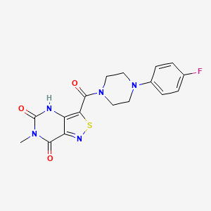 molecular formula C17H16FN5O3S B6585399 3-[4-(4-fluorophenyl)piperazine-1-carbonyl]-6-methyl-4H,5H,6H,7H-[1,2]thiazolo[4,3-d]pyrimidine-5,7-dione CAS No. 1251606-42-4
