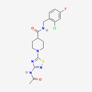 N-[(2-chloro-4-fluorophenyl)methyl]-1-(3-acetamido-1,2,4-thiadiazol-5-yl)piperidine-4-carboxamide
