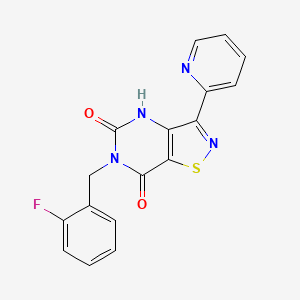 molecular formula C17H11FN4O2S B6585466 6-[(2-fluorophenyl)methyl]-3-(pyridin-2-yl)-4H,5H,6H,7H-[1,2]thiazolo[4,5-d]pyrimidine-5,7-dione CAS No. 1251682-99-1