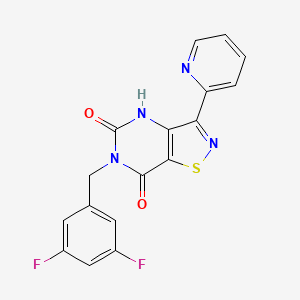 molecular formula C17H10F2N4O2S B6585469 6-[(3,5-difluorophenyl)methyl]-3-(pyridin-2-yl)-4H,5H,6H,7H-[1,2]thiazolo[4,5-d]pyrimidine-5,7-dione CAS No. 1251550-51-2